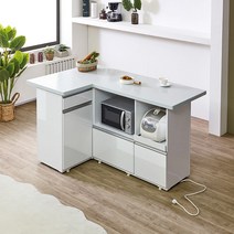 마담바 프리미엄 아일랜드식탁 바디 하이그로시 상판 인조대리석 홈바 미니바 렌지대 전기밥솥 수납., B 타입 - 인조대리석 화이트 그레이 - 소