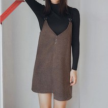 캐주얼 헤링본패턴 어깨끈 원피스