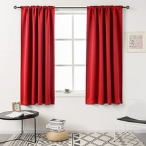 DUALIFE 라이트 그린 커튼 160cm(63인치) 길이 햇빛 차단 창문 드레이프 침실용 봉 포켓 Winodw 거실용 137x160cm(54x63인치) 길이 민트 491170