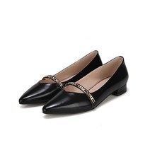 B BY BABARA 소가죽 V라인 체인장식 포인트 키튼힐 여성플랫 2cm_DIF103BK
