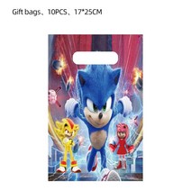 New Cartoon Sonic Party Supplies Boys Birthday Disposable Tableware Set Paper Plate Cup Napkins Baby, 06 Gift bag 10pcs