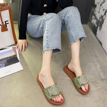 [그레이스로즈] 럭셔리 금속장식 포인트 여성 슬리퍼 블랙 그린 화이트