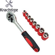 트럭 라쳇 바 짐 벨트 고정바 로프 조임 장치 차량용 14 인치 토크 래칫 렌치 세트 수리 도구 자전거 자전거 소켓 렌치 키트 도구 + 8 소켓