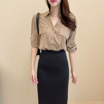 러블리아미에 / 아미에 /투포켓 기본 카라 오피스룩 정장 블라우스