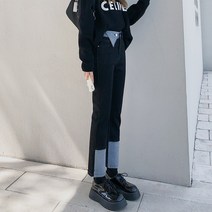 롤업일자청바지 계 코디 작은 겨울 가을 블랙 데님팬츠빅사이즈 슬림핏 키커 보이는 9부바지 트렌드 3818276296