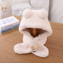 아동 곰돌이 귀달이 털모자 목도리넥워머세트 곰돌이 방한 모자 3종컬러 50~52cm
