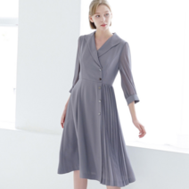 리안뉴욕 소매 쉬폰 언발주름 원피스