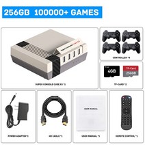 게임기 오락실 레트로 휴대용 비디오 게임 콘솔 슈퍼 큐브 X3 100000 포함 PSP PS1 DC 세가 새턴 4K 8K HD TV 박스 플레이어 듀얼 와이파이, 256G-4 Controller_UK, 06 256G-4 Controller_03 UK, 03 UK
