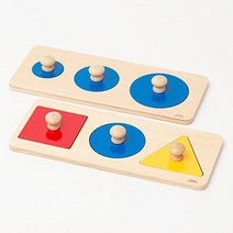[Natural MONTESSORI] 몬테소리 교구 - 끼워넣어 퍼즐 B(2장 세트) - montessori 교육 내츄럴 몬테소리 본격 교재 목제 지육 완구 목제 퍼즐 블록 아기