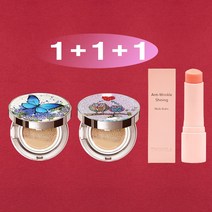 1+1+1 [15g+쿠션15g+멀티밤10g 스타일71 60%세럼 [건성 피부 추천] 미스트 수분 촉촉 광채 앰플 주름개선 자외선차단 미백 쿠션 21호23호, 1개, 나비블루펄21호+부엉이21호(건성)+멀티밤