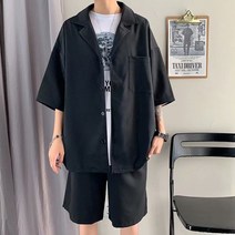 남자정장반바지 여름 캐쥬얼 건달카리스마 양복 반팔 트렌드 운동 2528651803