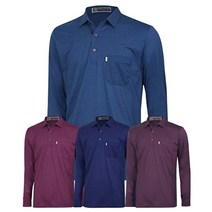 [파파브로] 남성 봄 신축성 좋은 긴팔 카라넥 티셔츠 IU-KAA-NB51-네이비