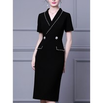 수입원피스 명품스타일 오피스룩 정장 면접 직장인 원피스 블랙반팔