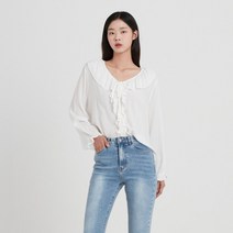 랩 V넥 러플 가디건형 블라우스