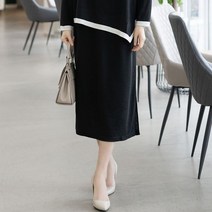 모슬린 엄마옷 배색 밴딩 스커트 ESK302063 마담 미시옷 중년여성의류 빅사이즈 50대 60대여성옷