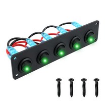 라운드 대시 로커 토글 스위치 패널 12-24V 5 구 파란색/빨간색/녹색 LED RV 보트 요트 해양 버스 캠핑 등 IP67 방수, 초록, [04] green