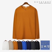 가이스토리 남성용 젤로 오버핏 긴팔티 라운드 무지 기본 티셔츠 긴팔