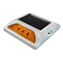 (거치형)사각쏠라LED표지병(점멸등) 25개 1세트 백색 황색 양면 위험 안전 표시, 지속등 황색