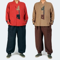 다흰 2309 배색 저고리 바지 세트 슬라브면 4색상 생활한복