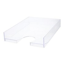 FUNOMOCYA 박스 파일 보관 편지 트레이 클리어 파일 정리함 트레이 플라스틱 편지 트레이 바스켓 플라스틱 팔레트 플라스틱 서빙 트레이 플라스틱 트레이 데스크톱 종이 트레이 사, Transparent, 34x25.5cm