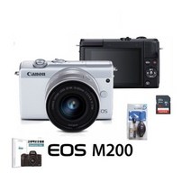캐논 EOS M200+15-45MM IS STM KIT+LCD보호필름+크리닝킷+SD16GB 풀패키지 미러리스카메라, 화이트16G패키지
