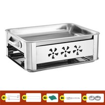 캠핑 생선구이 그릴 스테인레스 스틸 구이 생선 팬 바베큐 그릴 로스터 홈 스토브 숯 알코올, 01 1