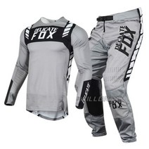 Delicate Fox모토크로스 저지 및 팬츠 인듀로 콤보 MX BMX DH 비포장 도로용 오토바이 복장 ATV UTV 오프로드 슈트 모토 크로스 그레이 키트, Jersey L Pants 34_Grey