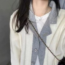 런던 플랏 가르송 니트 카디건 여성 어 스타일 패치워크 짜 두 조각 여성 스웨터 코트