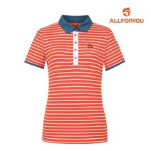 [올포유] [올포유] 여성 스트라이프 카라 반팔 티셔츠 AWTYI6107-301_G