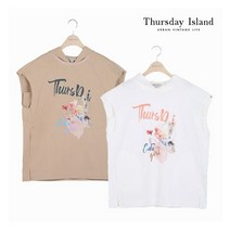 [국내정식매장] 써스데이아일랜드 티셔츠 [Thursday Island] 여성 오버사이즈 슬리브리스 후드 티셔츠(T204MTS236W)