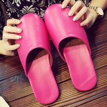 니하오구매대행 고급 가죽 슬리퍼 커플 거실 실내화 사무실 호텔 병원 거실화 9종, 핑크