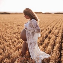 만삭촬영 주수원피스 아기성장앨범 셀프 만삭 크로 셰 레이스 출산 사진 소품 드레스 긴 임신 드레스 맥시 출산 가운 임산부 사진 소품