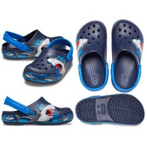 [국내정식매장] 크록스 [CROCS] 207070-410 펀랩 샤크 라이츠 클로그 키즈 (네이비)