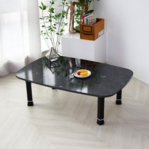 린이만물상 테이블 접이식 밥상 높이조절 열에강한 LPM상판 900X600 마블 화이트 블랙, 오리엔탈블랙