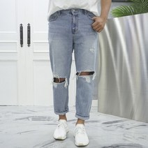 고천 오픈 구제 연청 와이드 9부 데님팬츠