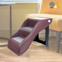 강아지 플라스틱 계단 미끄럼방지 고무패드 접이식 수납, 브라운