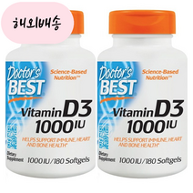 닥터스베스트 비타민 D3 1000 IU 소프트젤 180개 2통, 2개, 180정