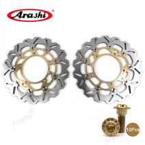 Arashi 오토바이 CNC 완전 부동 플로팅 브레이크 디스크 로터 에 SUZUKI B-KING GSX 1300 2008 2009 2010 BKING GSX1300, 금색+금색나사