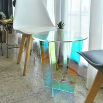 홀로그램 아크릴 사이드 테이블 투명 감성 심플 원형 테이블