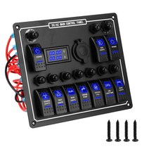 카라반 캠핑카 부품 수리용품 24v 12v 10 갱 스위치 패널 led 회로 차단기 라이트 토글 어댑터 테스트 자동차 액세서리 캐러밴 트럭 트레일러 해양 보트, 파란색