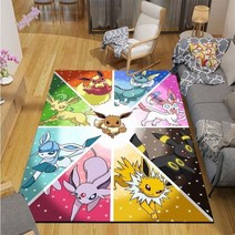 냉기 차단 거실 보온 매트 대형 만화 포켓몬 패턴 카펫 미끄럼 방지 영역 깔개 침실, 120cm x 160cm