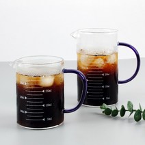 레벤호프 컬러핸들 내열유리 계량컵 투명 클리어 계량 350ml 500ml, 블루-350ml