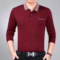 성 티셔츠 가 순수 면화 긴팔 깃 셔츠 아빠 코튼 미드 아빠옷 할아버지겨울옷 40대남자옷 중년남자옷