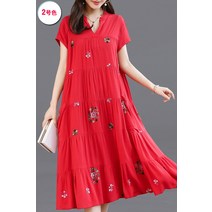 중노년 마담 엄마옷 여름옷 면린넨 하프기장원피스 빅사이즈 와이드 루즈핏 슬림핏 미드 여성의류 코튼 실크 2751775805