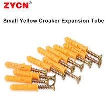 앙카볼트 50 세트 작은 노란색 Croaker 벽 앵커 플러그 표준 패스너 나일론 셀프 태핑 플라스틱 튜브 확장 나사 6810MM 30, M10 x 25 나사 세트