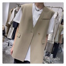 티피/Teepie 여성 봄여름 패션 한 개의 단추 V넥 정장 순색의 조끼