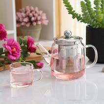 도자기티팟 유리티팟 티팟주전자 티팟세트 홍차티팟 유리 주전자 차 스틸, 400ml