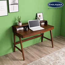 잉글랜더 오슬로 고무나무 원목 책상 1200(선반 포함), 월넛