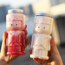 병정 카페 테이크아웃잔 커피 포장 용기 씰링컵 특이한, 레드, 350ml, 100개