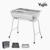 3~4인 스텐 바베큐 그릴 스탠드형 중형(M) 화로 석쇠 숯불 삼겹살 구이 YJ04, BBQ 그릴 스텐스탠드(M)+그릴 전용가방(M), 스퀘어 법랑불판(M), 유압 숯통(소)